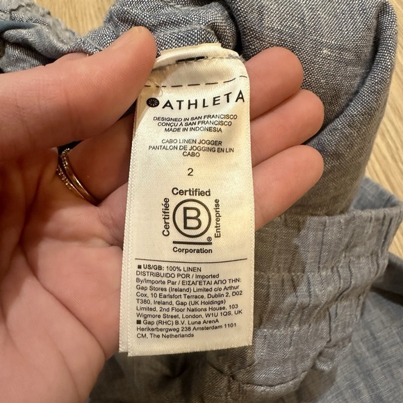 Athleta Women's Cabo Linen Joggers Pull On Blue Pants Size 2 (XS) Chambray Blue - Picture 5 of 7